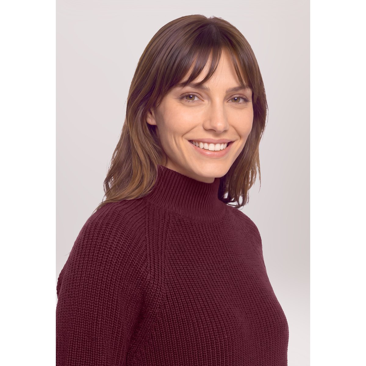 Pull-over en maille à bordures côtelées fall burgundy, BETTY & CO