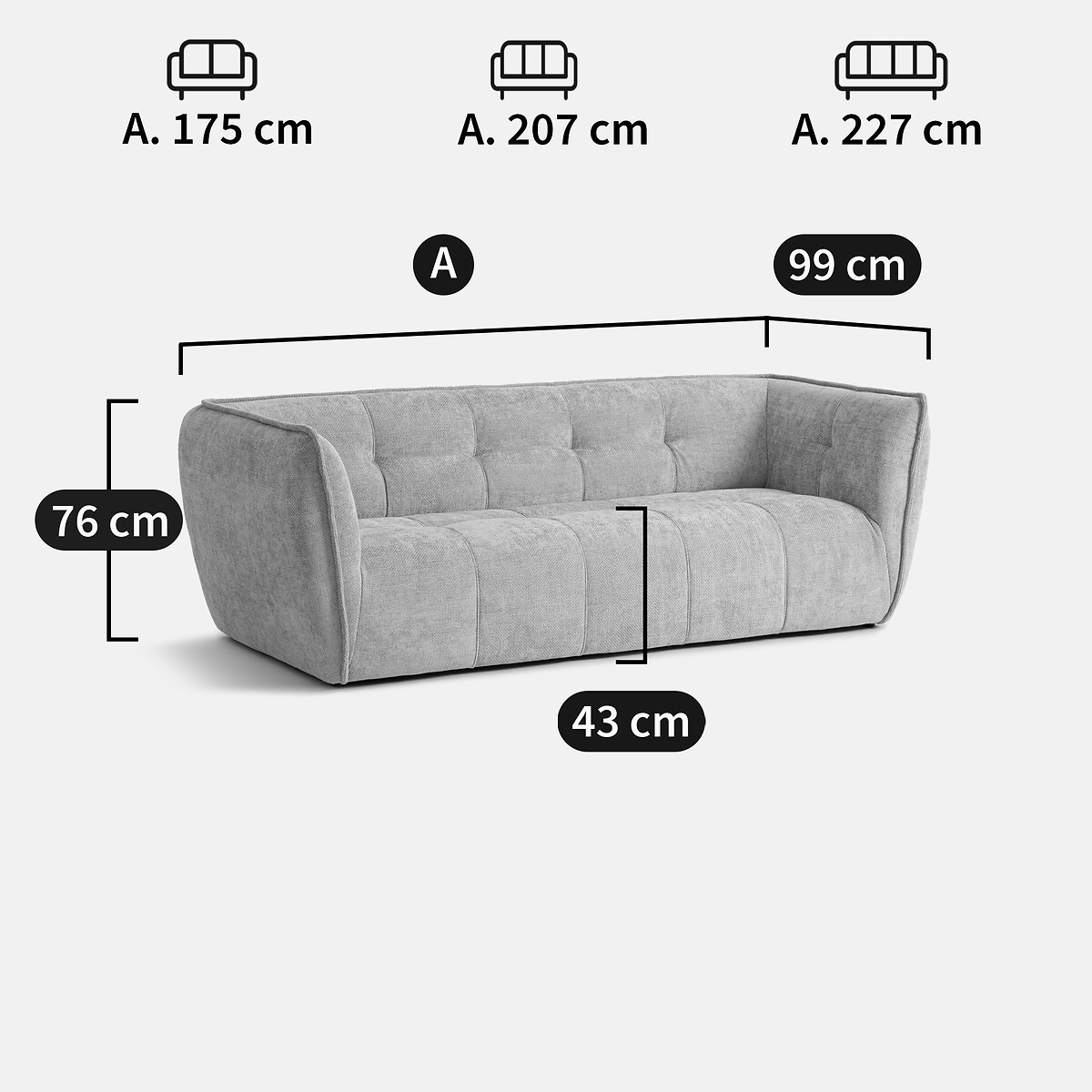 Canapé polyester chiné, 2, 3 ou 4 places, Simone beige, LA REDOUTE INTERIEURS