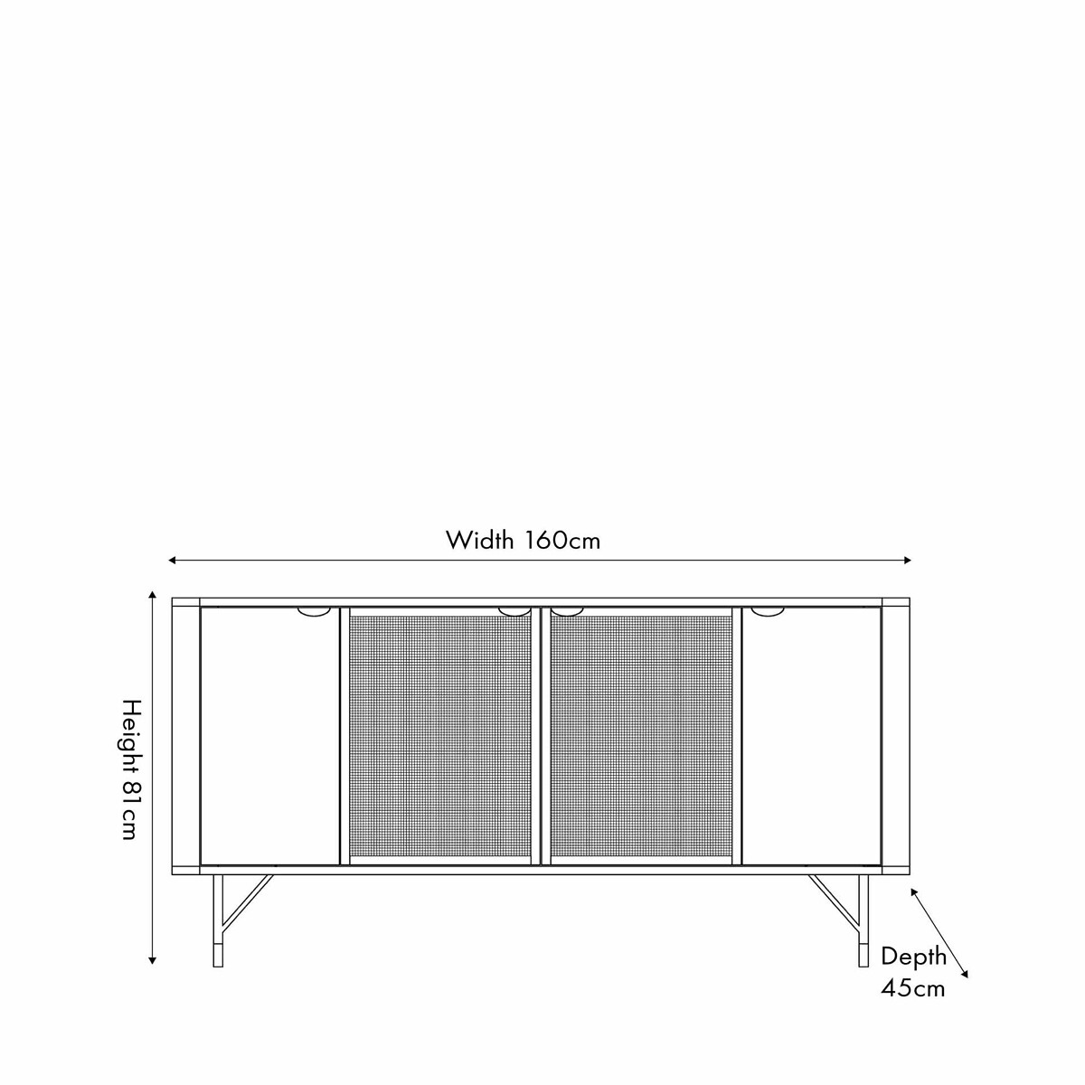 Fenix Acacia Rattan 4 Door Sideboard black/natural, ÉDITÉ