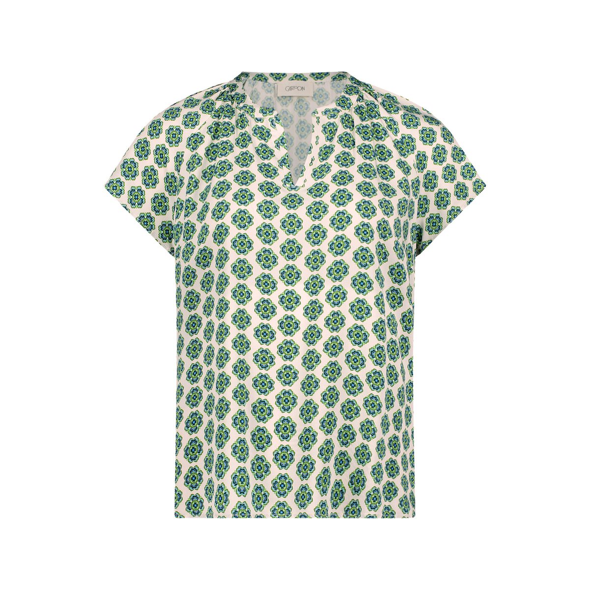 T-shirt façon blouse à ruches green/blue, CARTOON