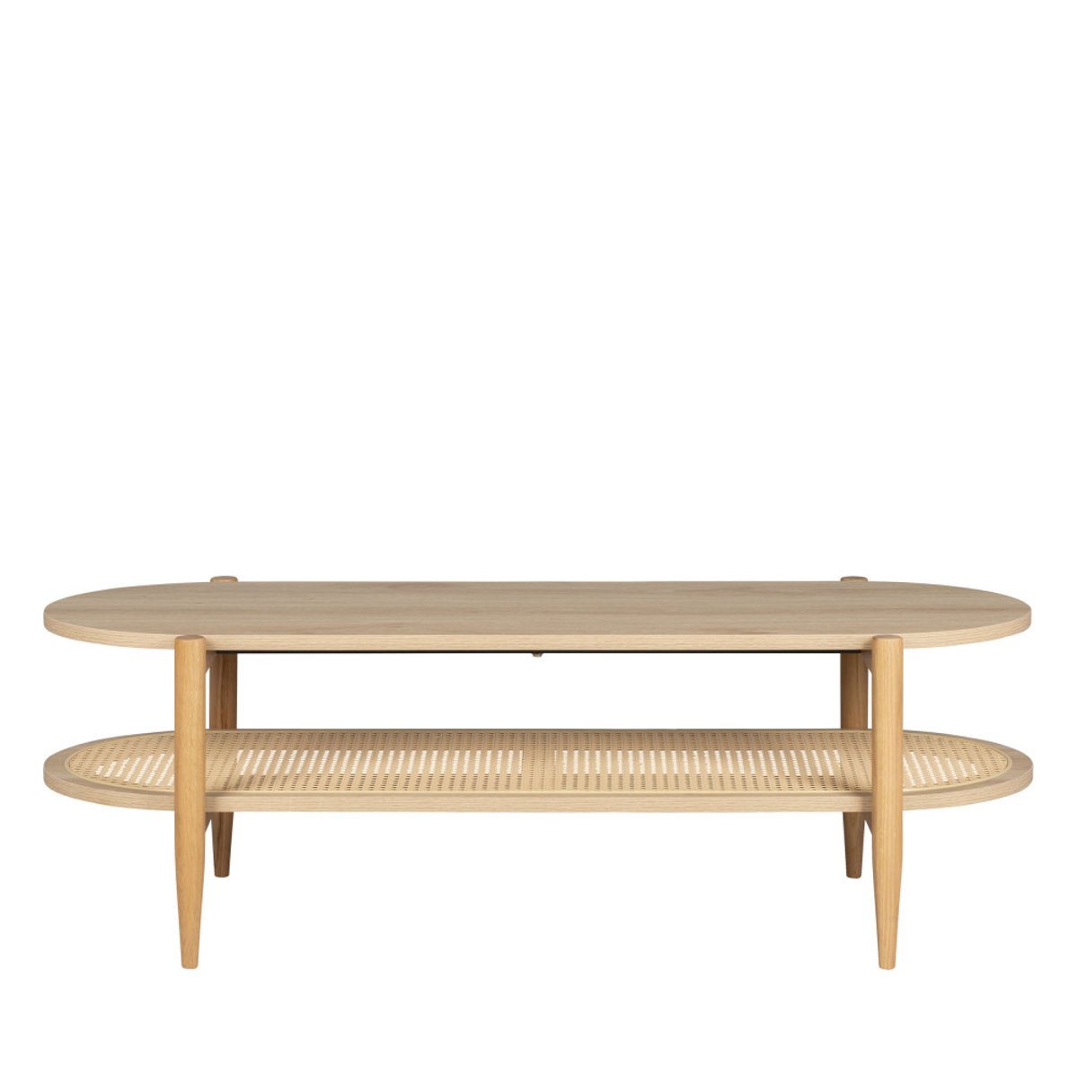 Table basse ovale en bois et cannage- ELLOS bois clair, DRAWER