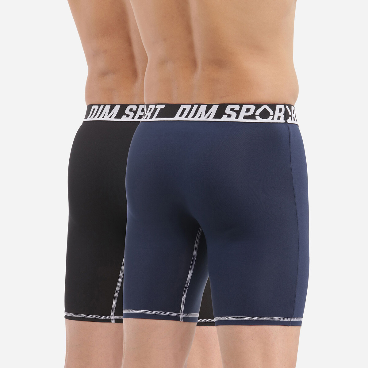Pack of 2 Dim Sport Long Boxer Shorts black + navy, DIM