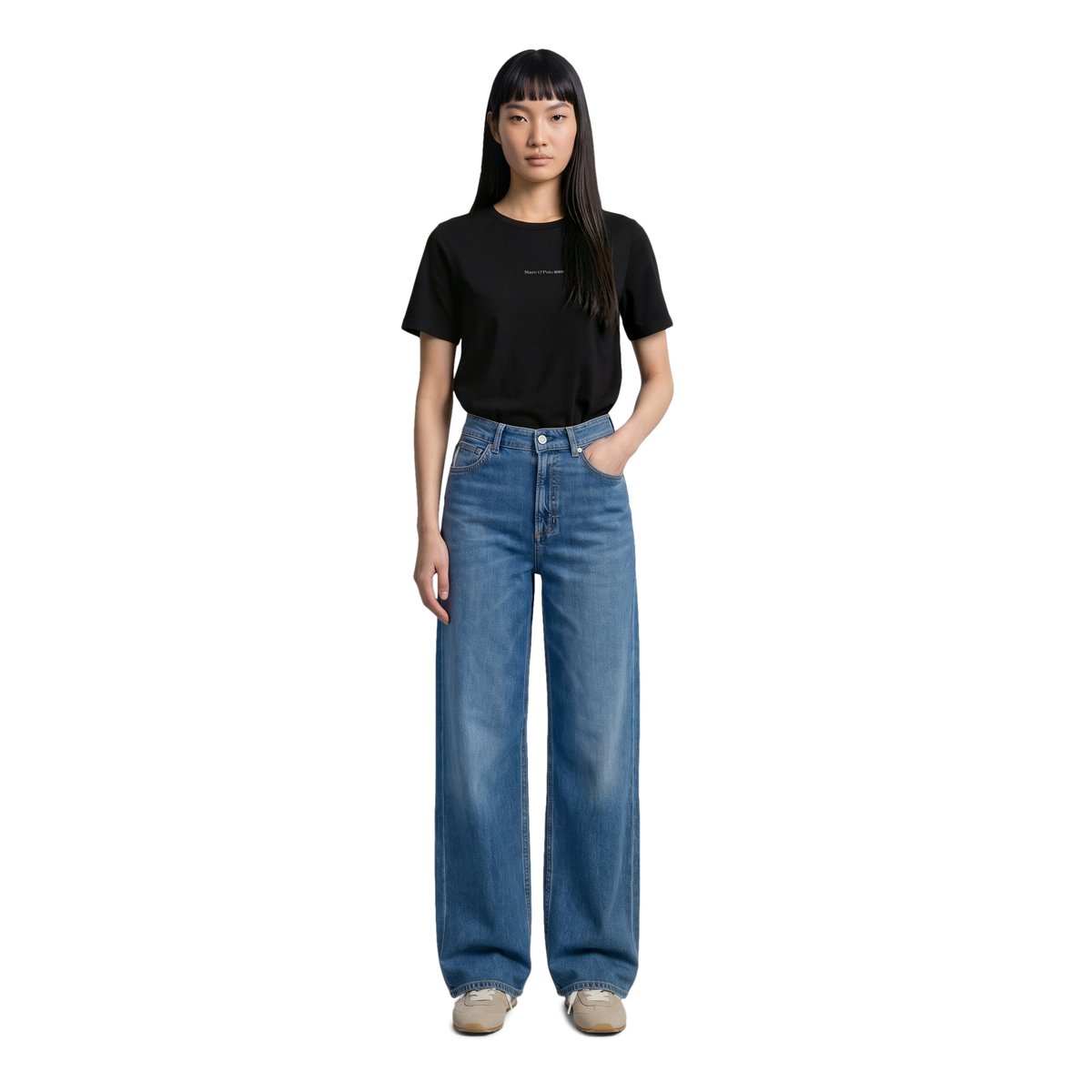Jeans modèle Tomma large en qualité légère de coton bio bleu, MARC O’POLO DENIM