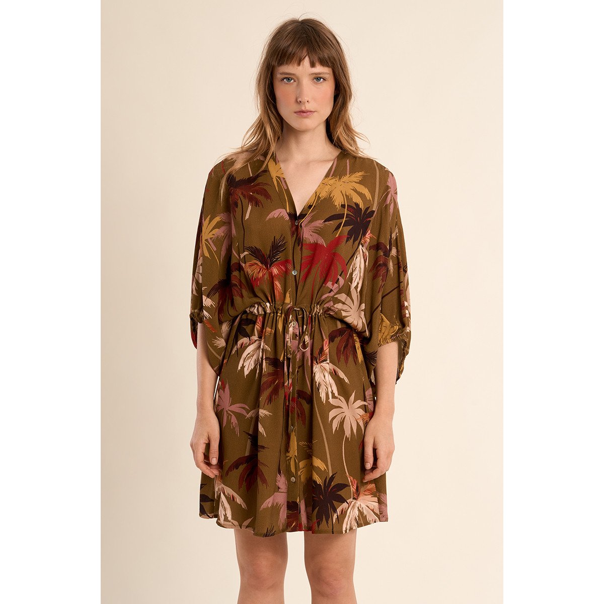 Robe courte, imprimée khaki moana, MOLLY BRACKEN