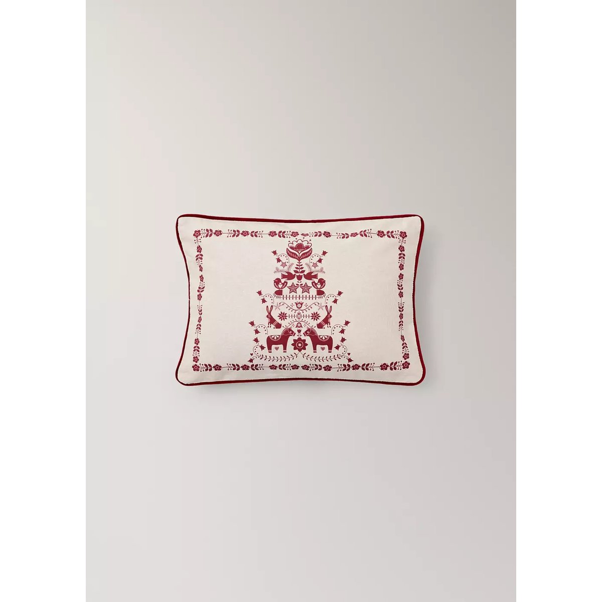 Housse de coussin imprimée Noël 30 x 40 cm rouge, MANGO HOME
