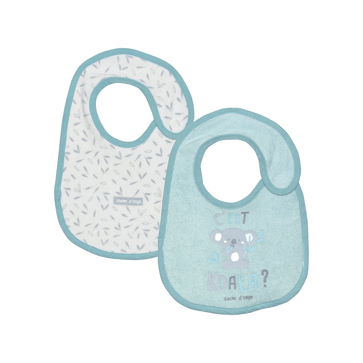 Lot de 2 bavoirs naissance fatou bleu, SUCRE D'ORGE