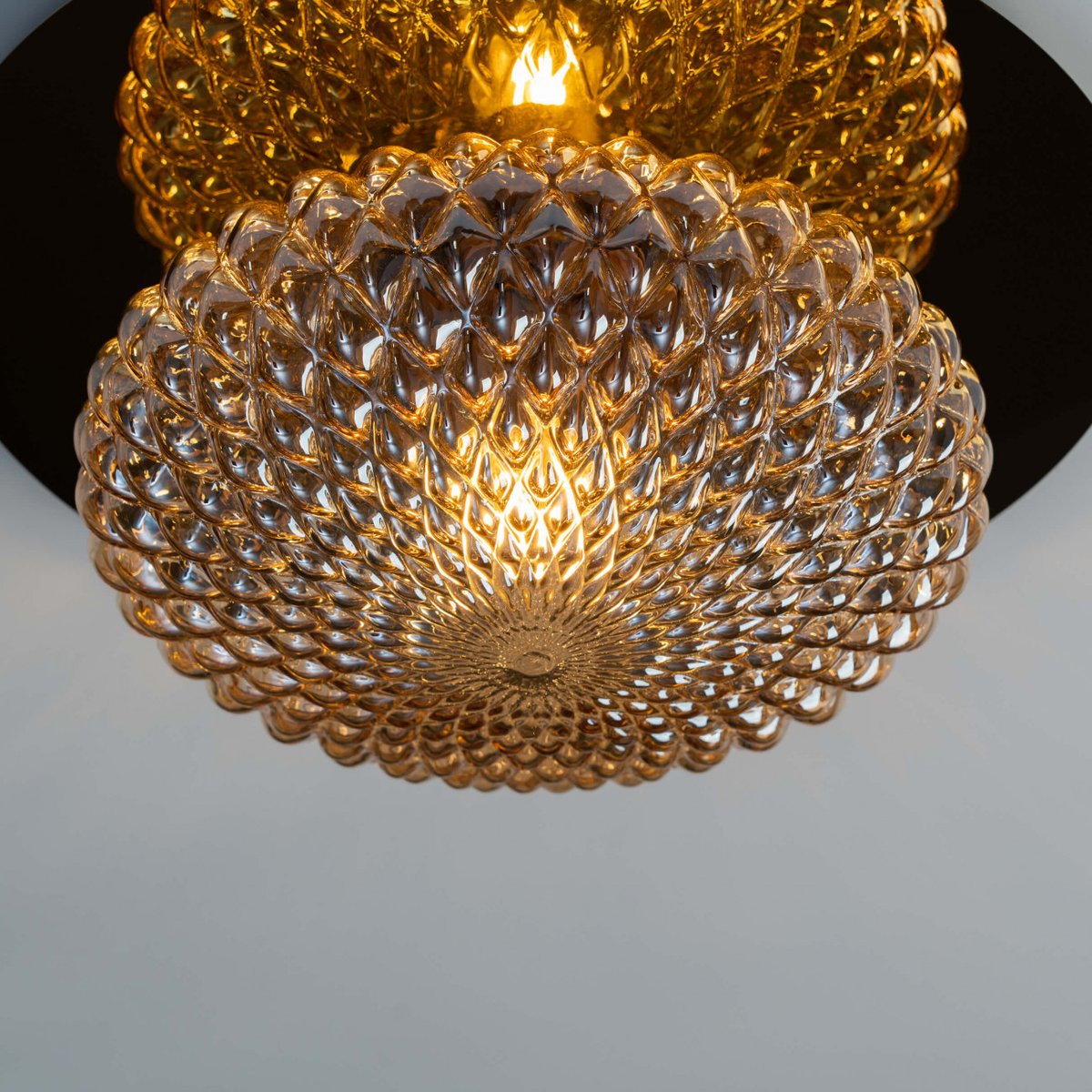 Plafonnier en verre et métal doré - MATERA ambré et doré, KOSILUM