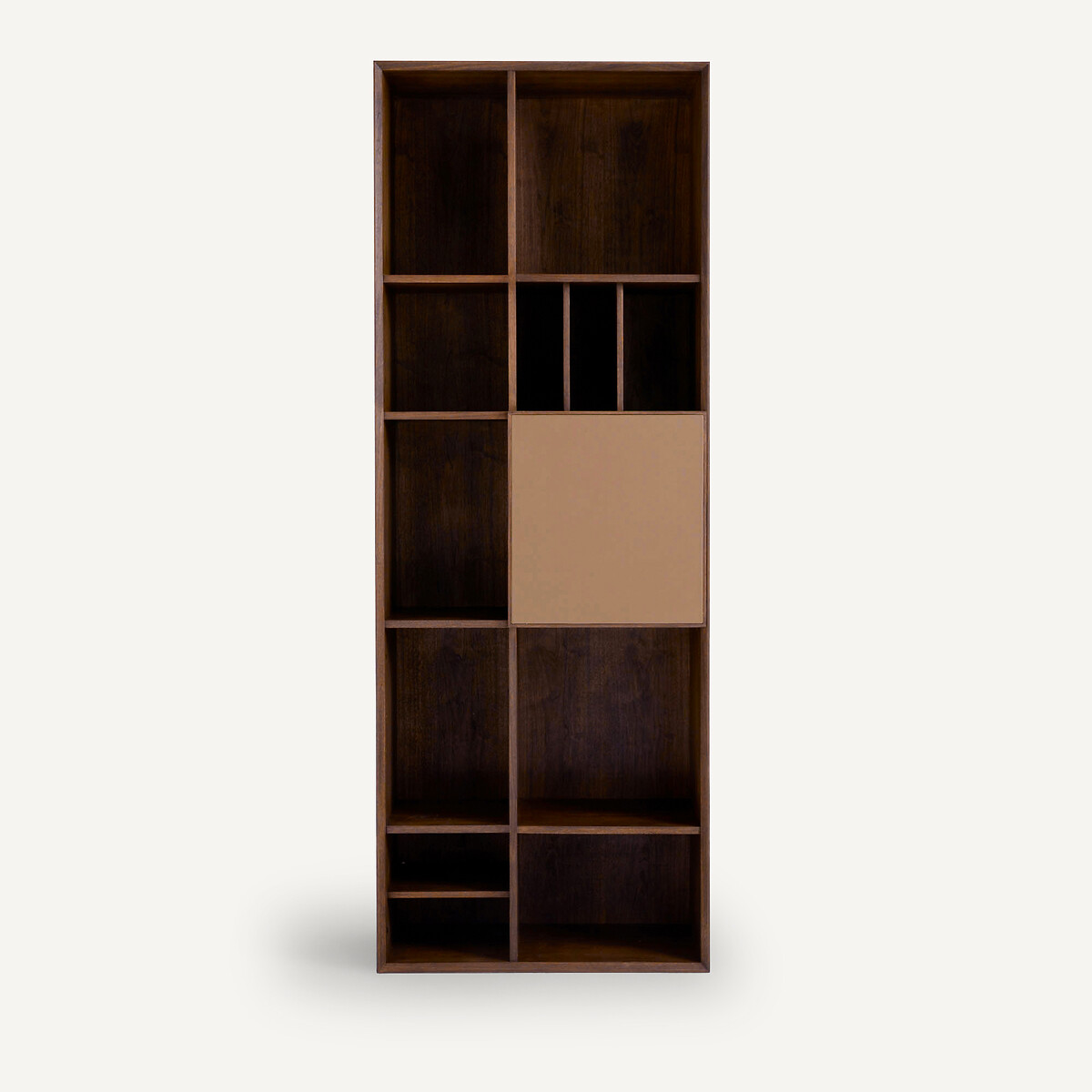 Bibliothèque plaqué noyer porte en cuir, pour bibliothèque modulable MIKUBE noyer, AM.PM