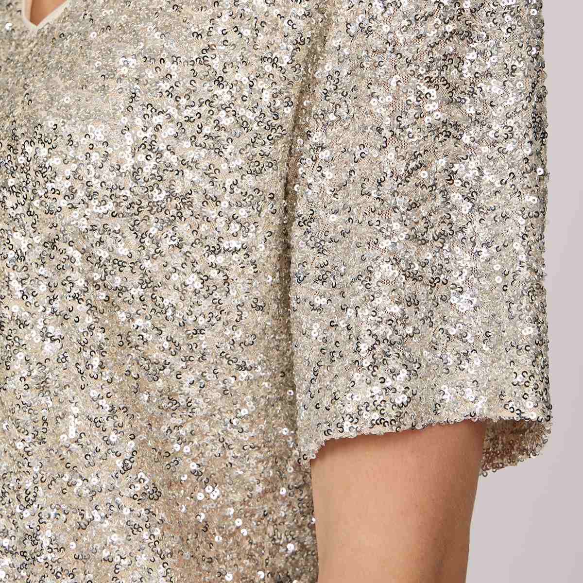 T-shirt à sequins gris, MISE AU GREEN