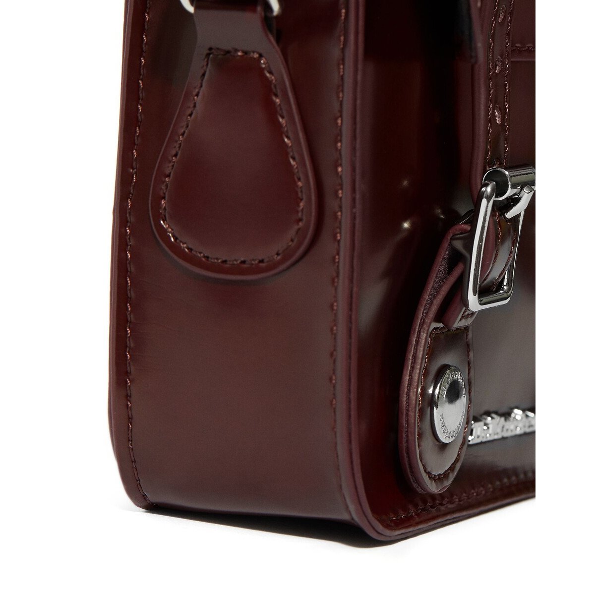 Borsa a tracolla piccola in pelle oxford rosso scuro, DR. MARTENS