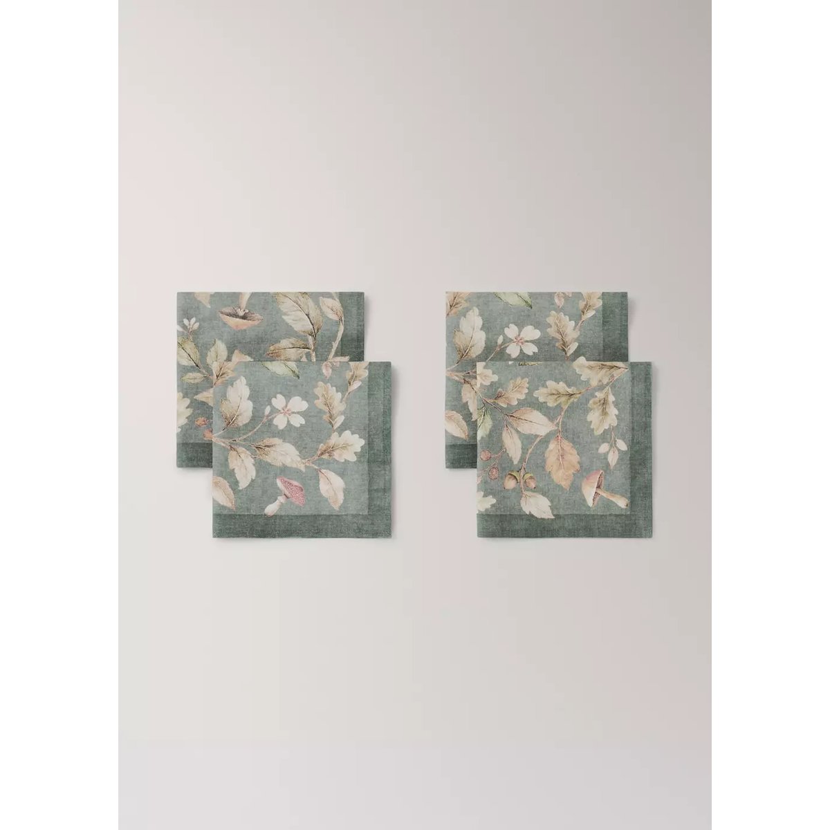 Lot 4 serviettes de table à imprimé floral vert pastel, MANGO HOME