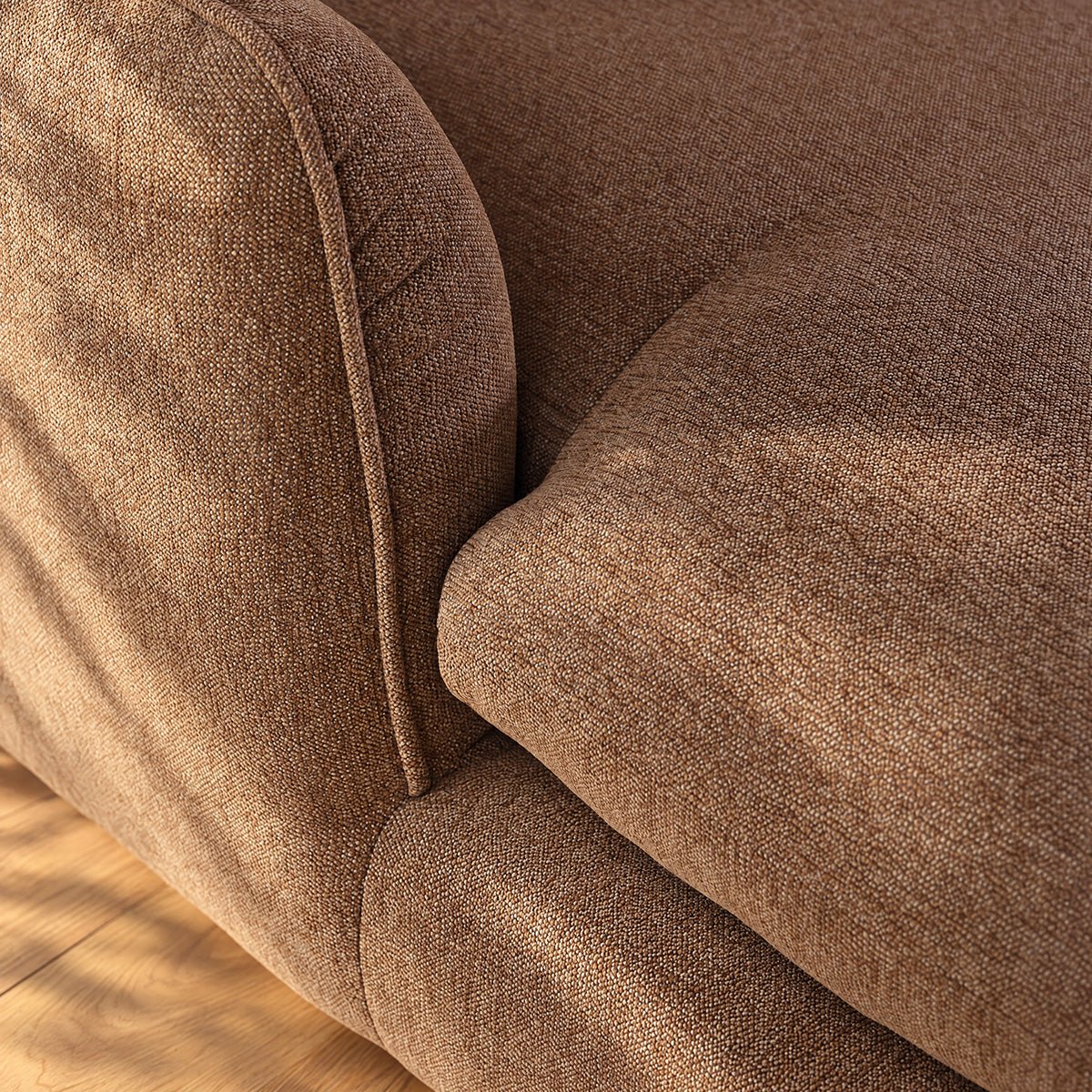Canapé modulable angle gauche 3 places en tissu texturé LEOPOLD marron clair chiné, BERAH GETAH
