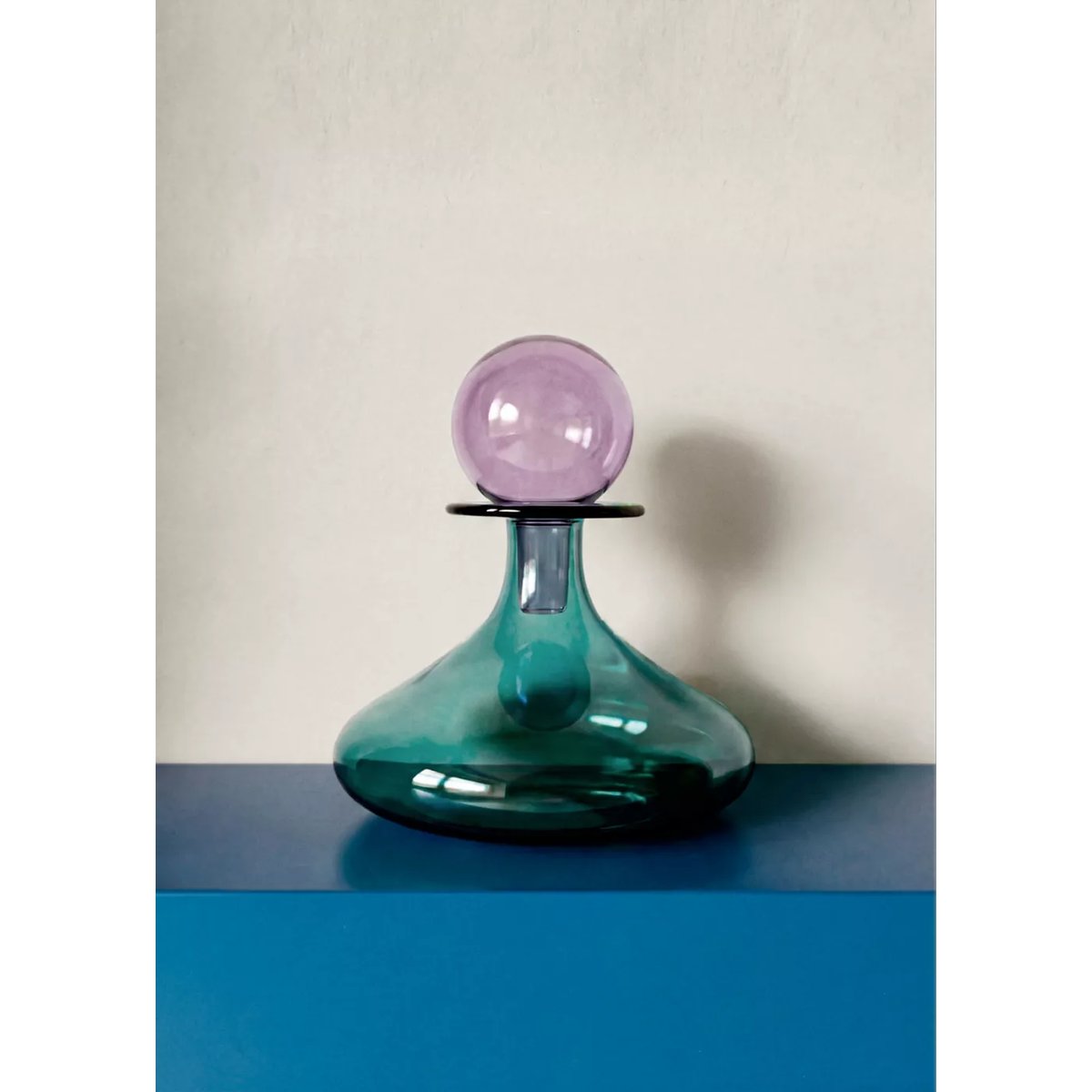 Vase décoratif bicolore en borosilicate bleu pétrole, MANGO HOME