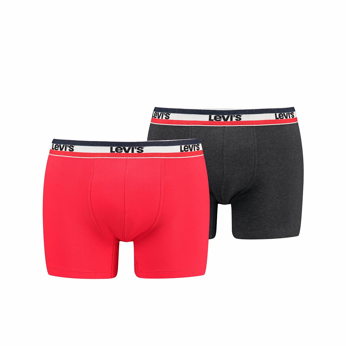 Lot de 2 boxers unis logo sportswear noir + rouge, LEVI'S