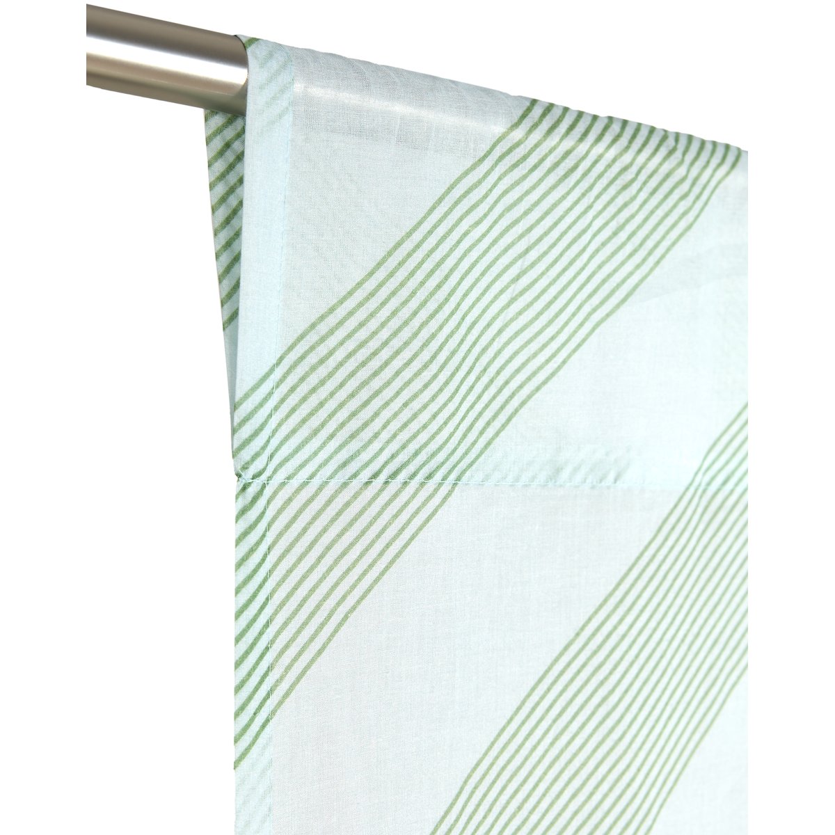 Rideau en voile de coton Wendy green diagonal stripes, NOBODINOZ