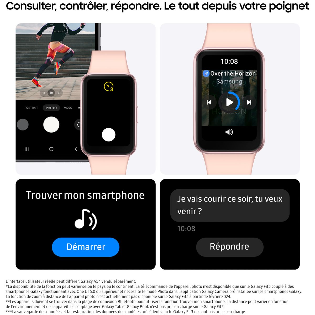 Montre santé Galaxy Fit3 Rose rose, SAMSUNG