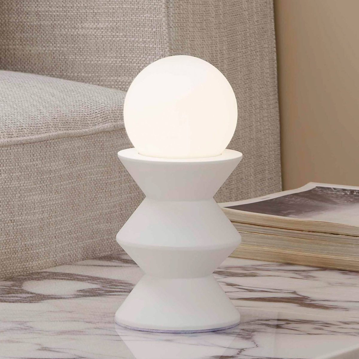 Lampe à poser en plâtre moderne, Nielson blanc, LINDBY