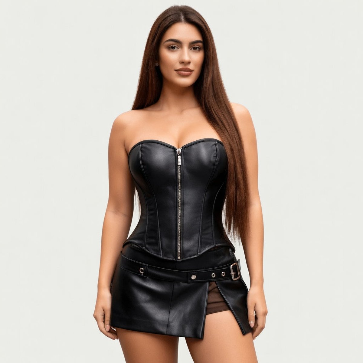 Corset Wetlook Zip OhYeah noir, OHYEAH