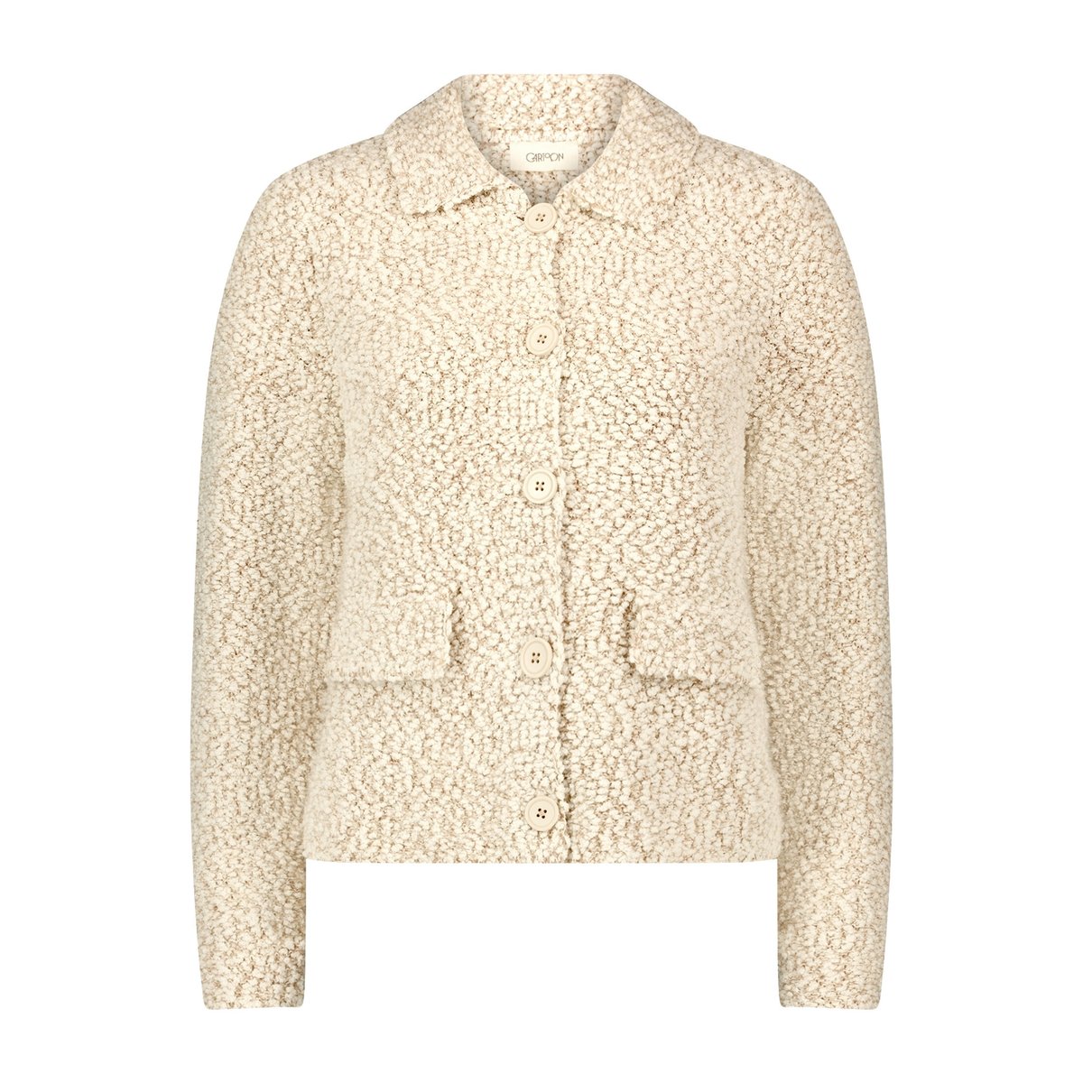 Cardigan en maille à col beige, CARTOON