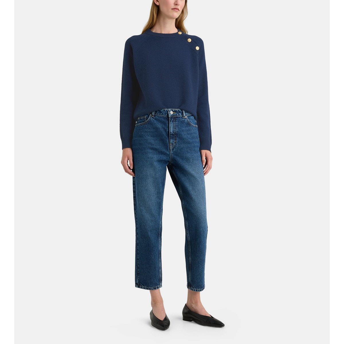 Pull marinière droit fouesnant cachemire bleu marine, GALERIES LAFAYETTE