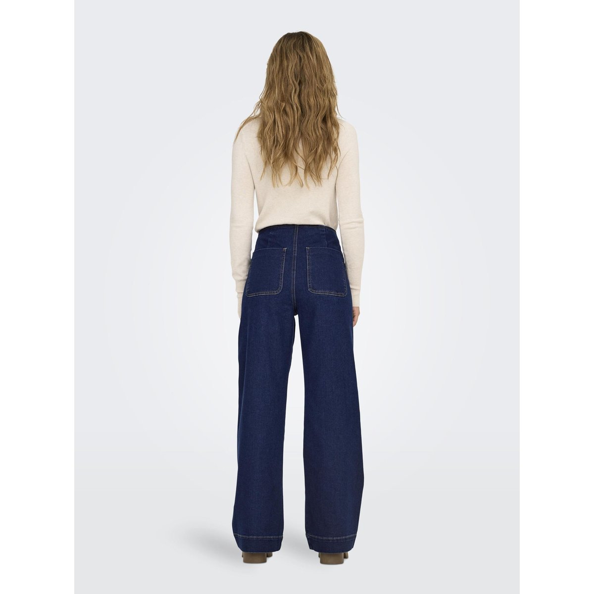 Jean large poches plaquées dark blue denim, ONLY
