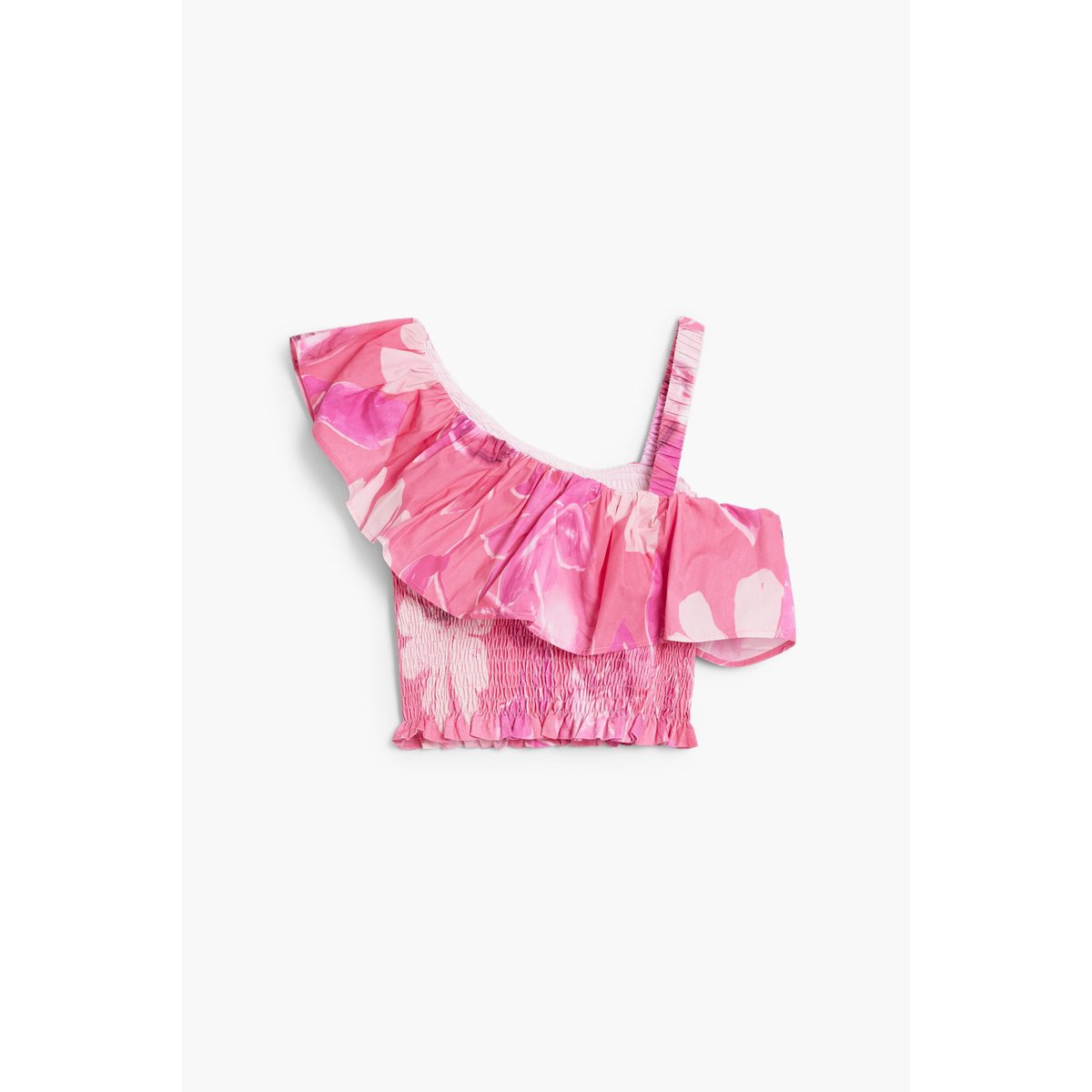 Top à fleurs peplum rouge, DESIGUAL