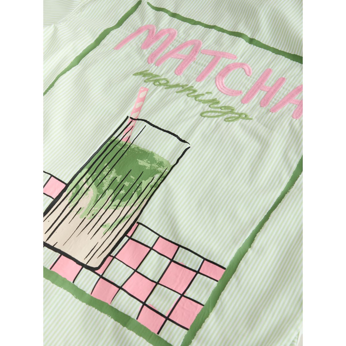 Chemise boyfriend oversize motif matcha à rayures vertes et blanches, NEXT