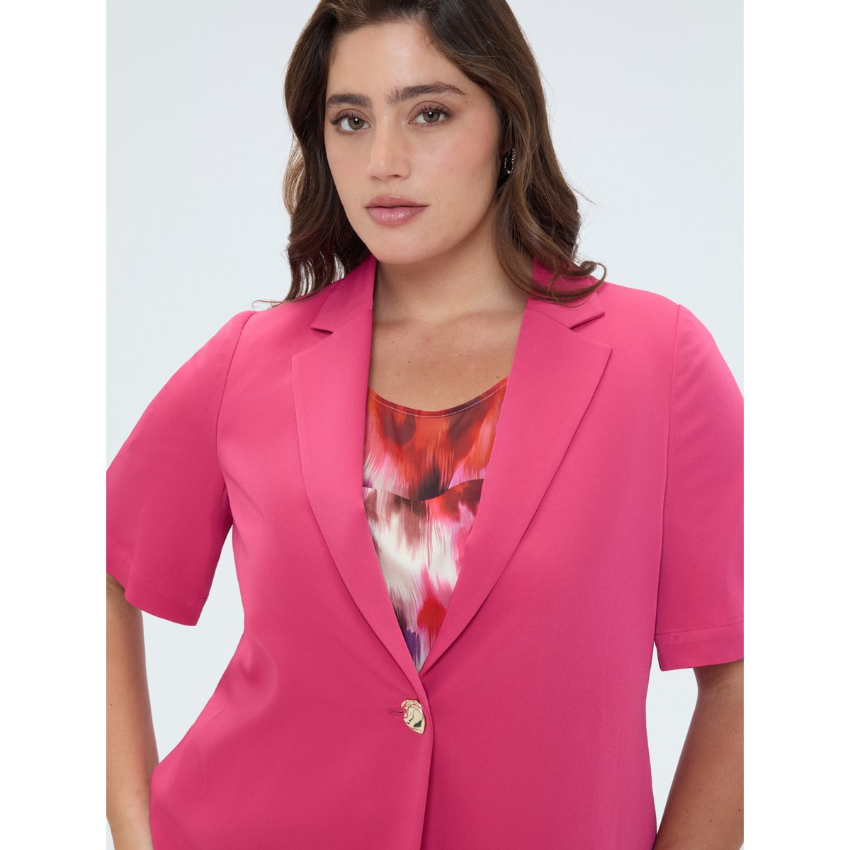 Blazer avec bouton bijou fuchsia, FIORELLA RUBINO