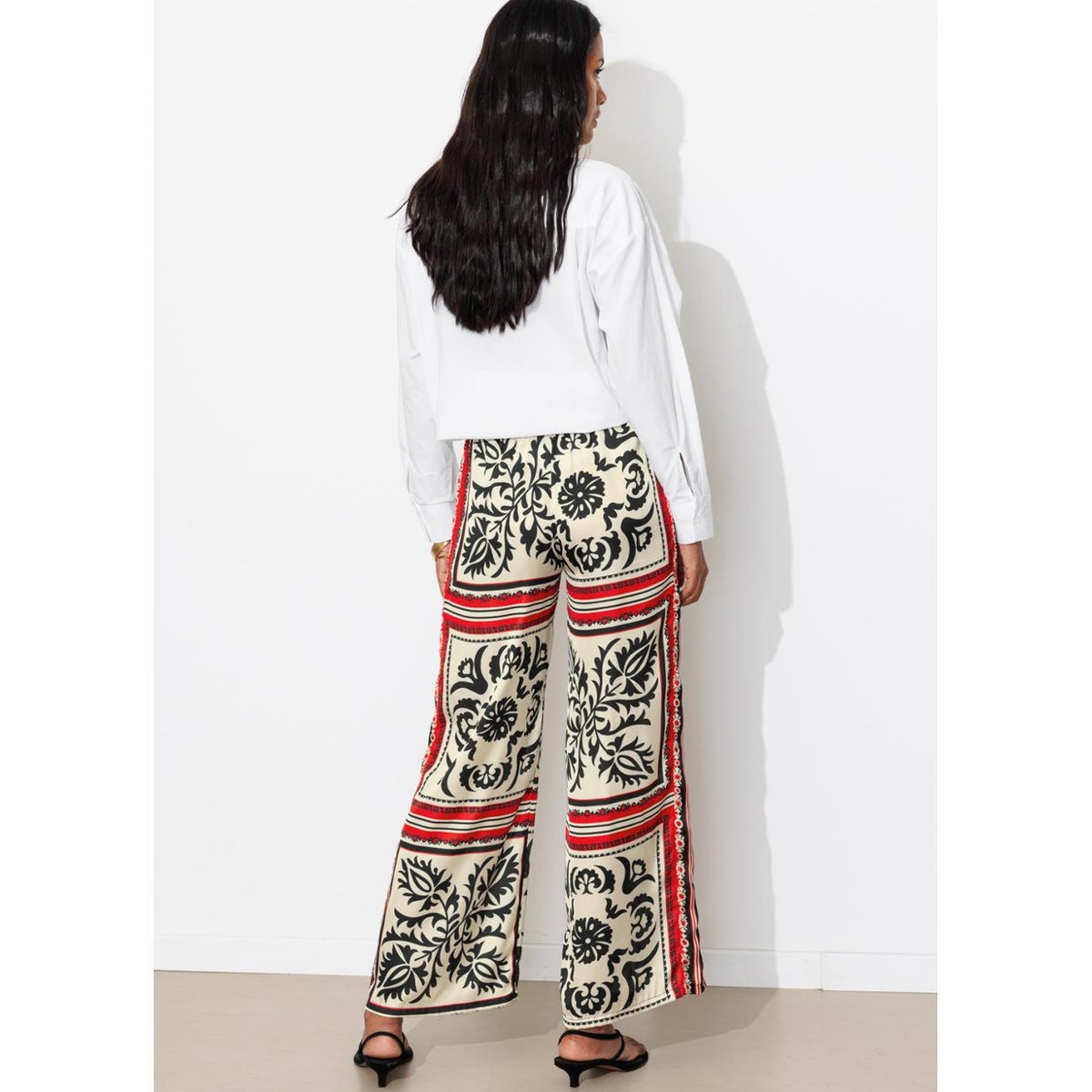Pantalon large en satin imprimé multicolore, PROMOD