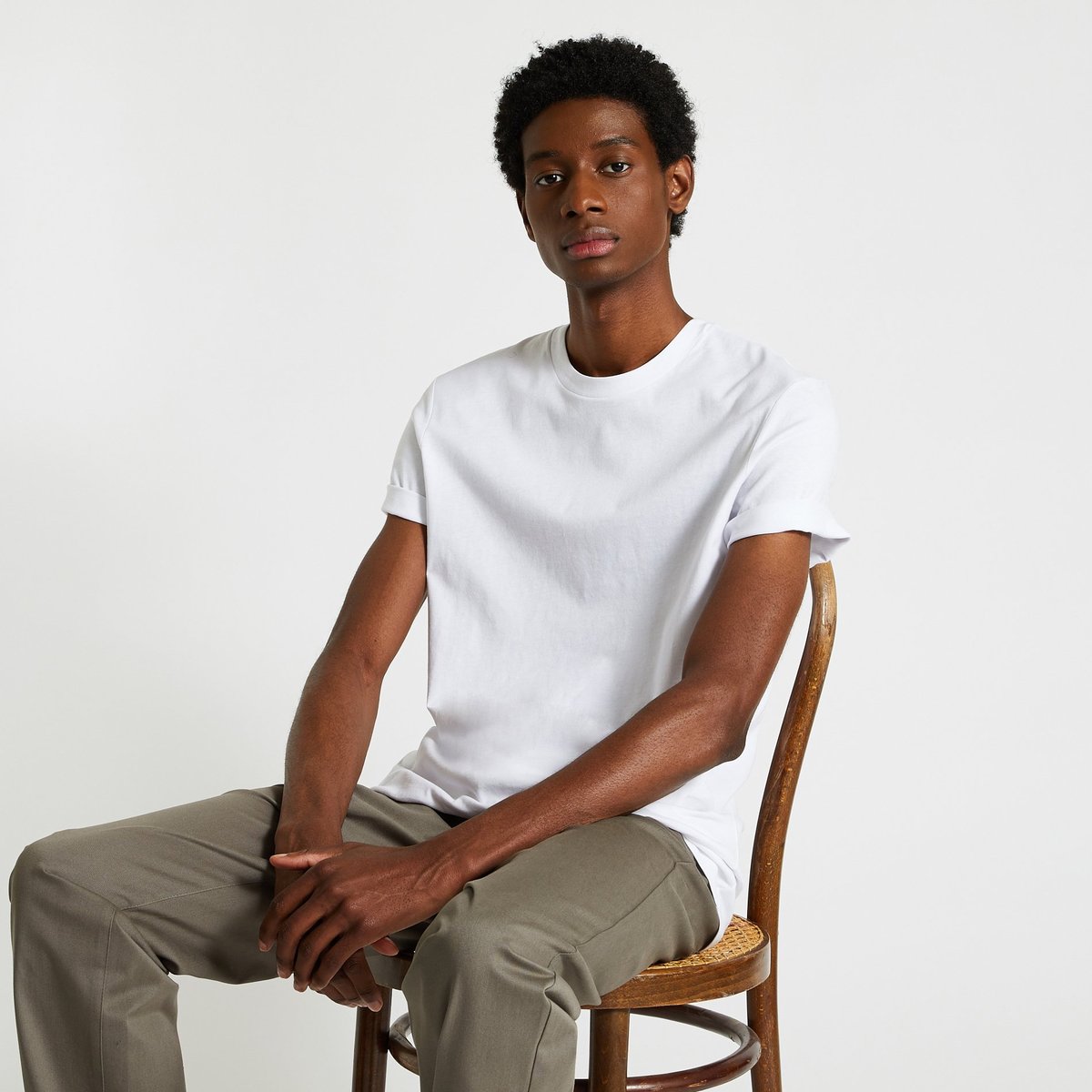 T-shirt col rond et manches courtes en coton BIO blanc, MONOPRIX