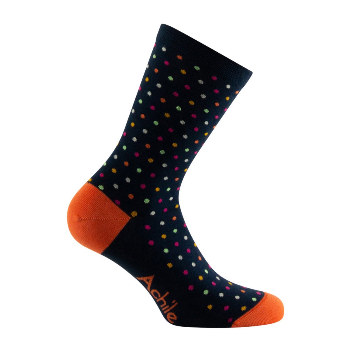 Mi-chaussettes Femme fantaisie Pois multicolores coton majoritaire multicolore, ACHILE