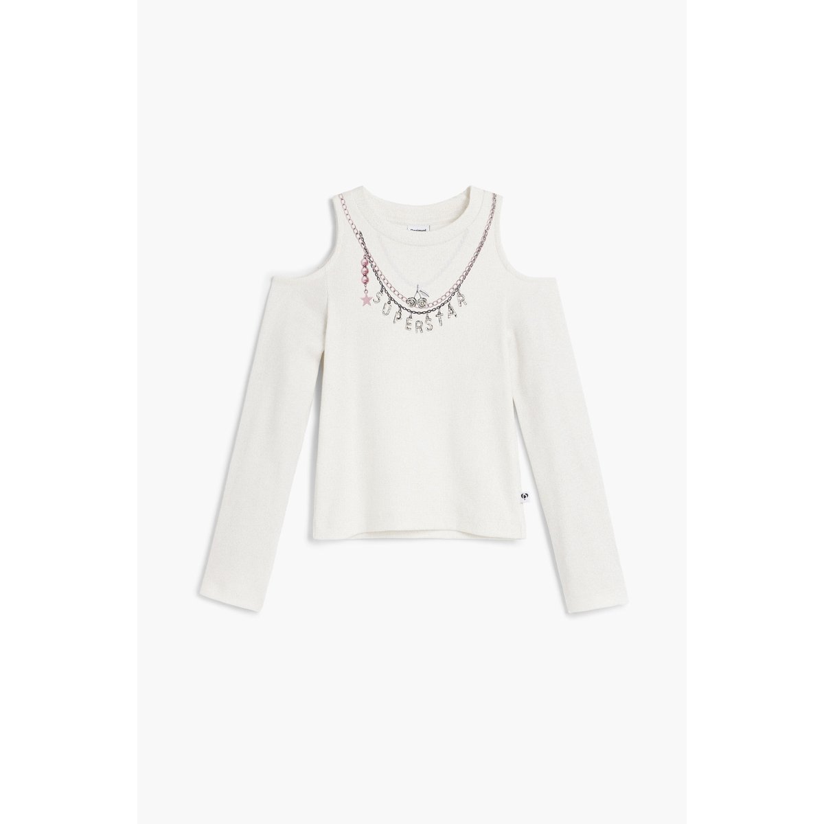 T-shirt à épaules chaîne blanc, DESIGUAL