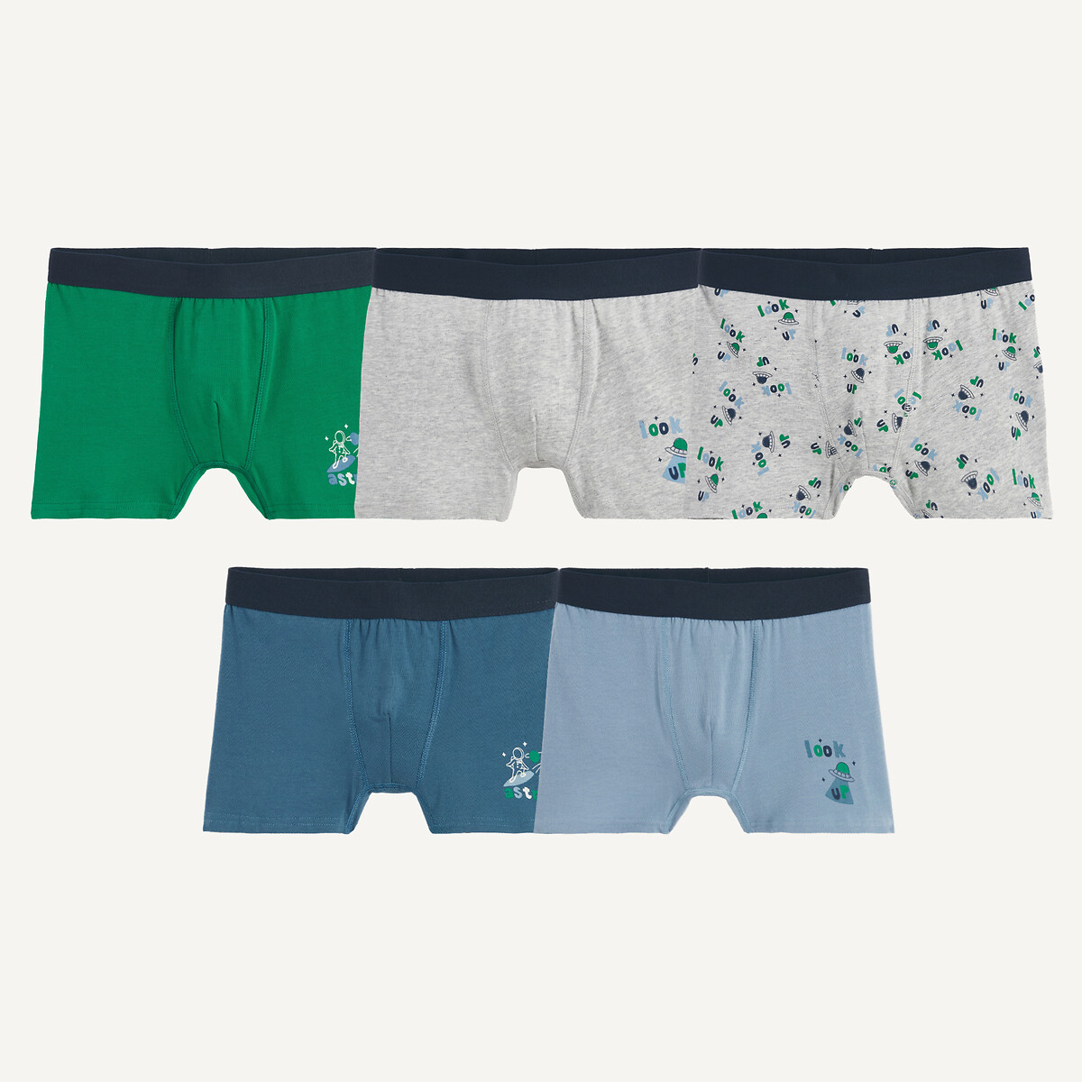 Lot de 5 boxers, thème astronaute assortis, LA REDOUTE COLLECTIONS
