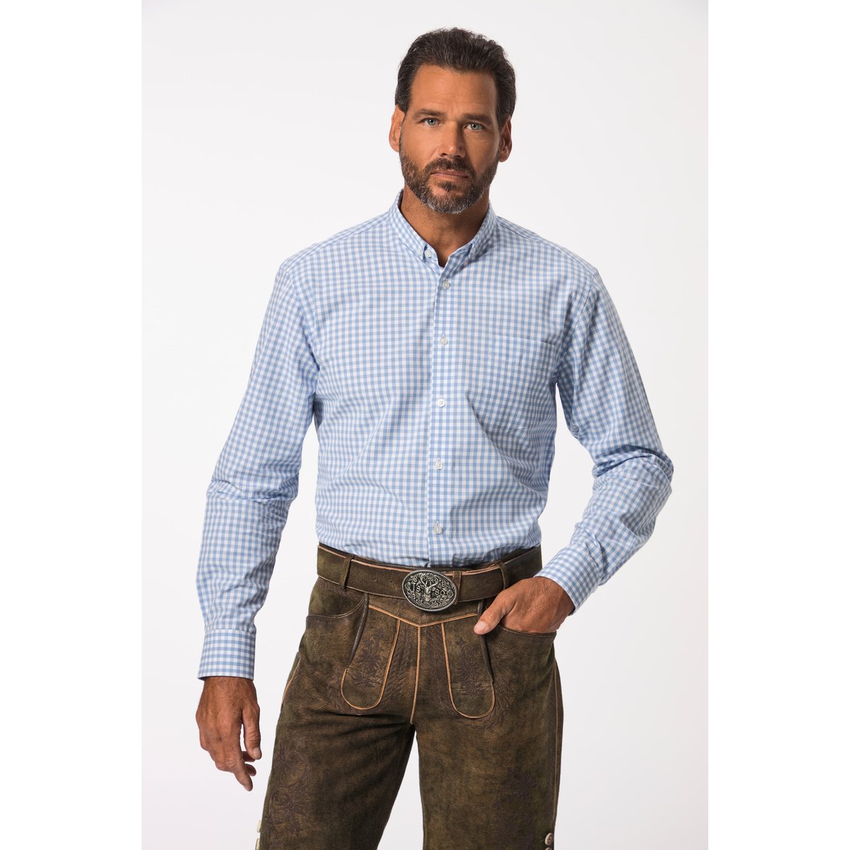 Chemise à carreaux traditionnelle pierre bleue, JP1880