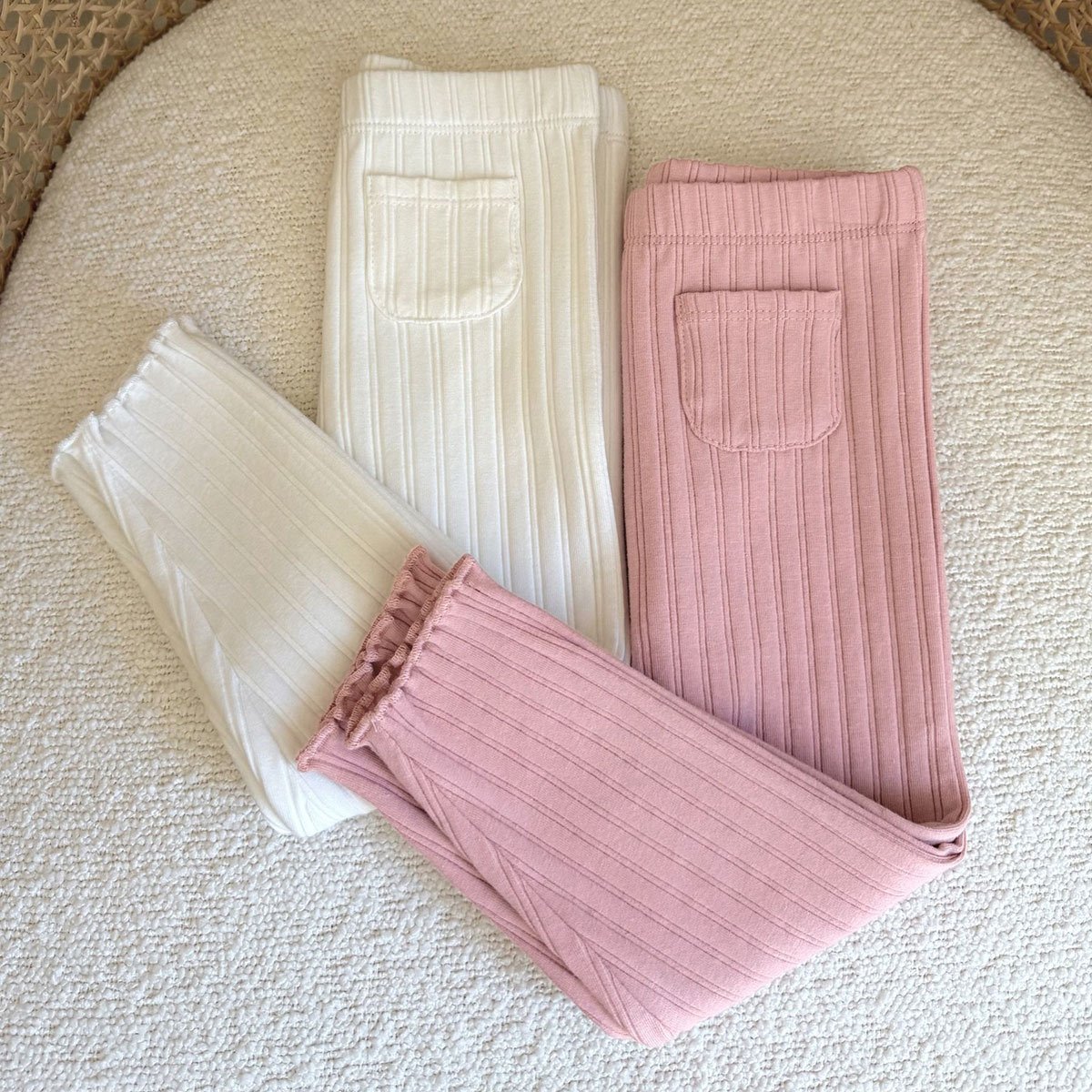 Lot de 2 leggings enfant côtelés Cléo rose, PETIT BEGUIN