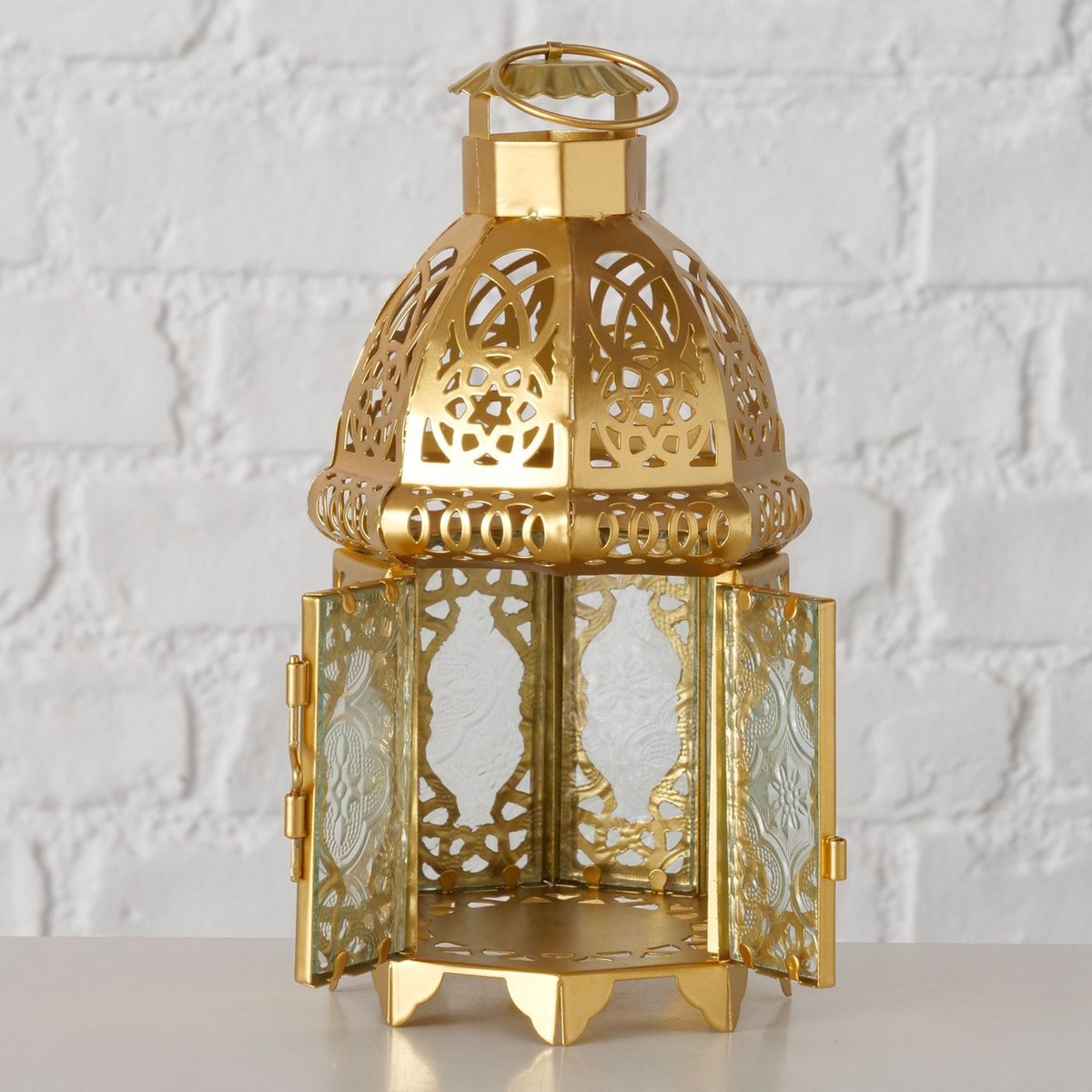 Lanterne métal doré style oriental 10x10x21cm doré, WADIGA