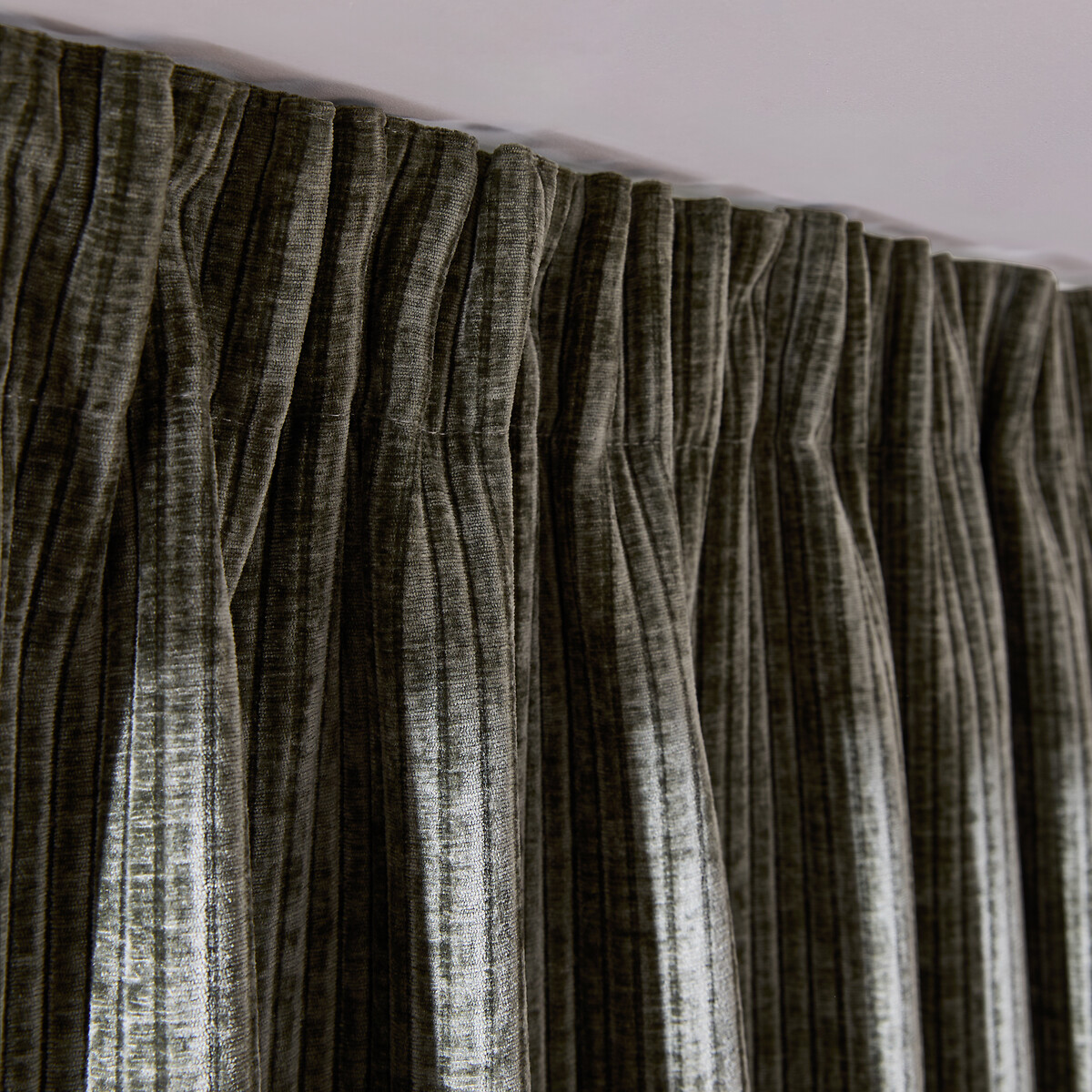 Carly Corduroy Pencil Pleat/Wave Header Curtain khaki, LA REDOUTE INTERIEURS