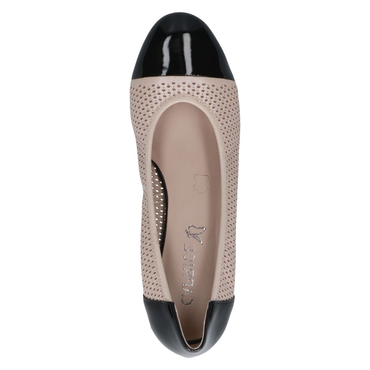 Escarpin talon bloc beige crème laque, CAPRICE