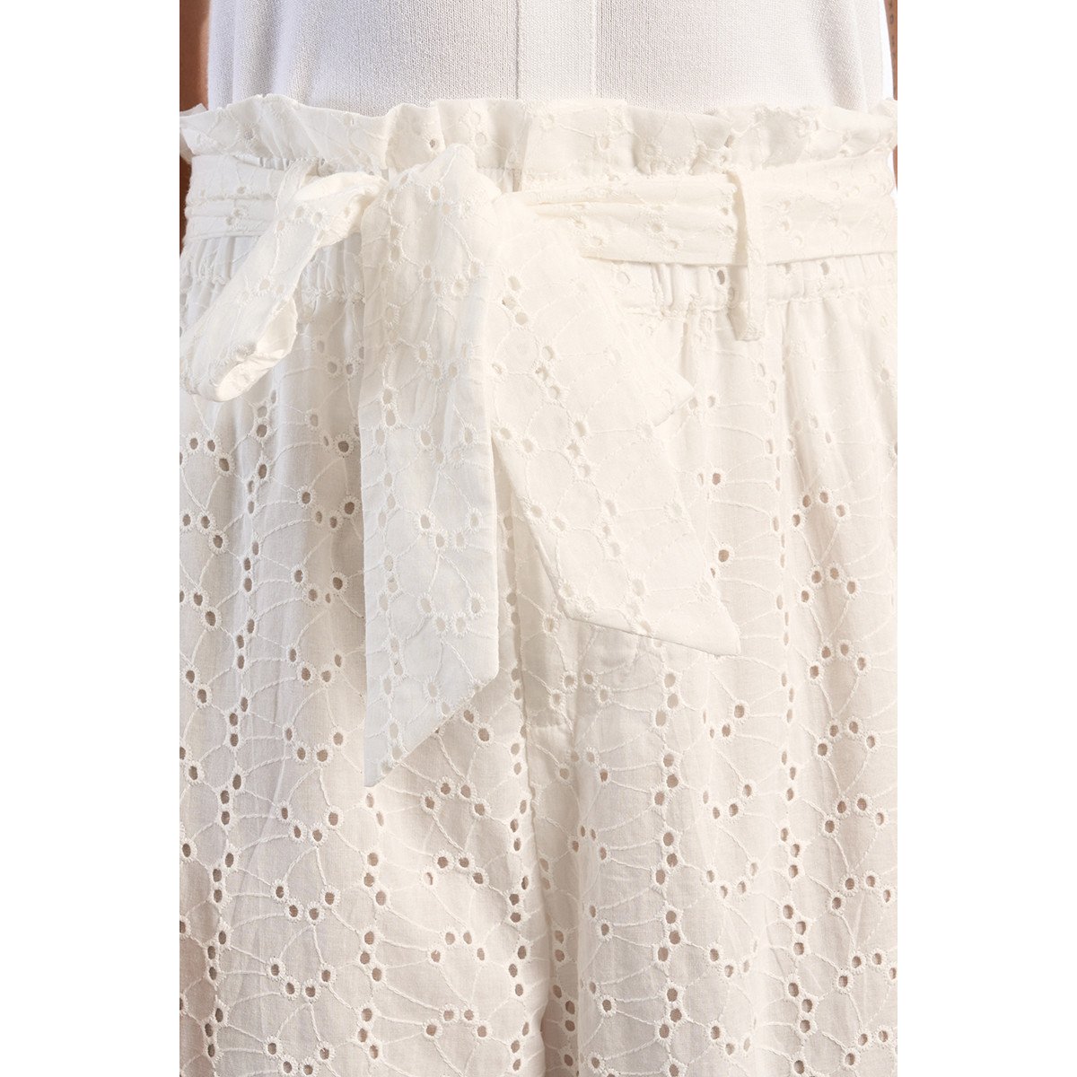 Pantalon coton, en broderie anglaise blanc, LILI SIDONIO