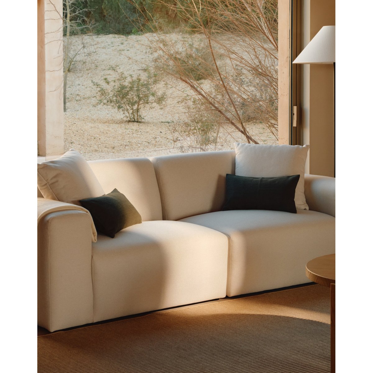 Canapé beige en tissu de polyester recyclé - ENZO beige, HANNUN