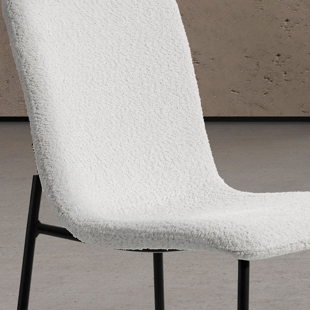 Lot de 2 chaises tissu bouclette et métal, SOHO blanc, HISPANOHOGAR