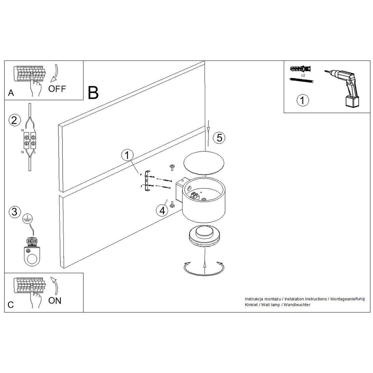 Applique murale Aluminium Blanc Gx53 1 MODO blanc, EDEN