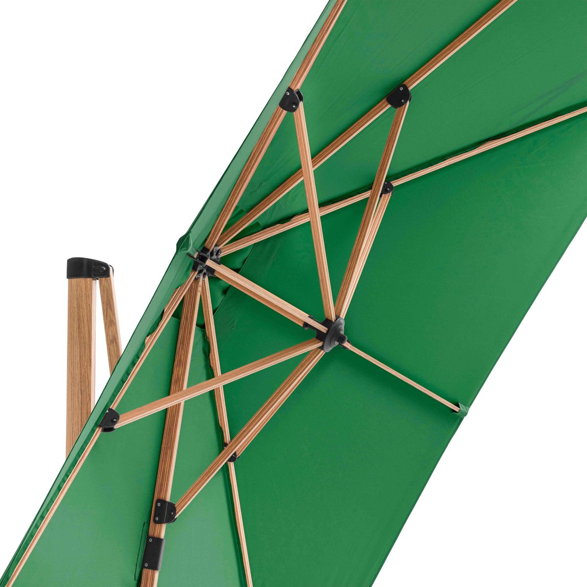 Ensemble parasol déporté 3 x 3m inclinable rotatif + dalle à lester sur roues 100L, BRESCIA vert cactus, OVIALA