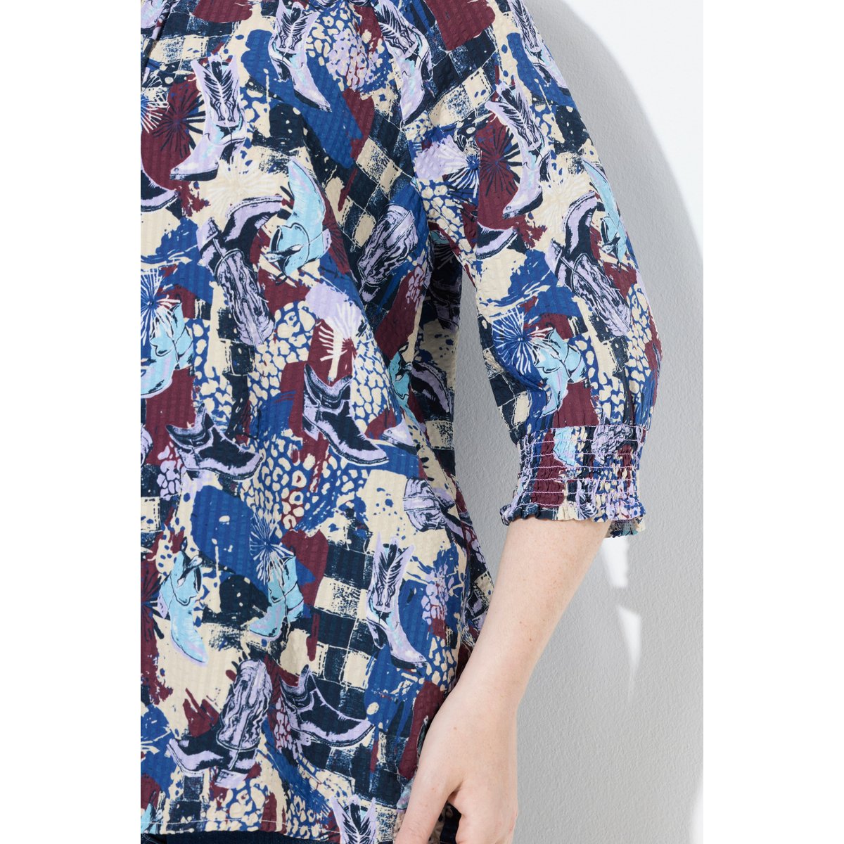 Blouse en cupro oversize, manches 3/4 mastic foncé, ULLA POPKEN