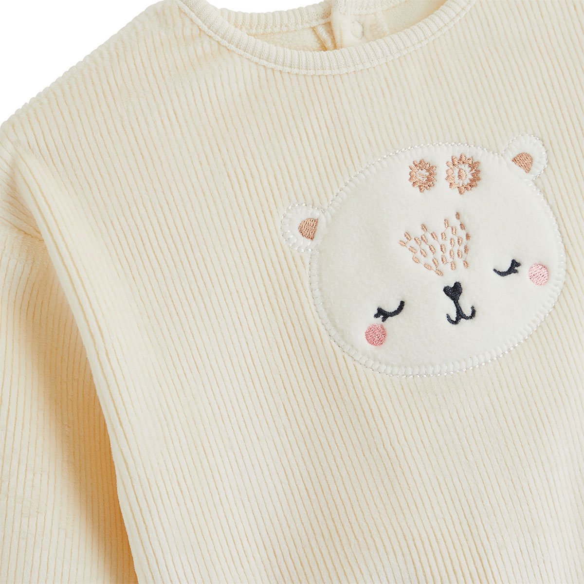 Sweat-shirt bébé en velours Neige ecru, PETIT BEGUIN