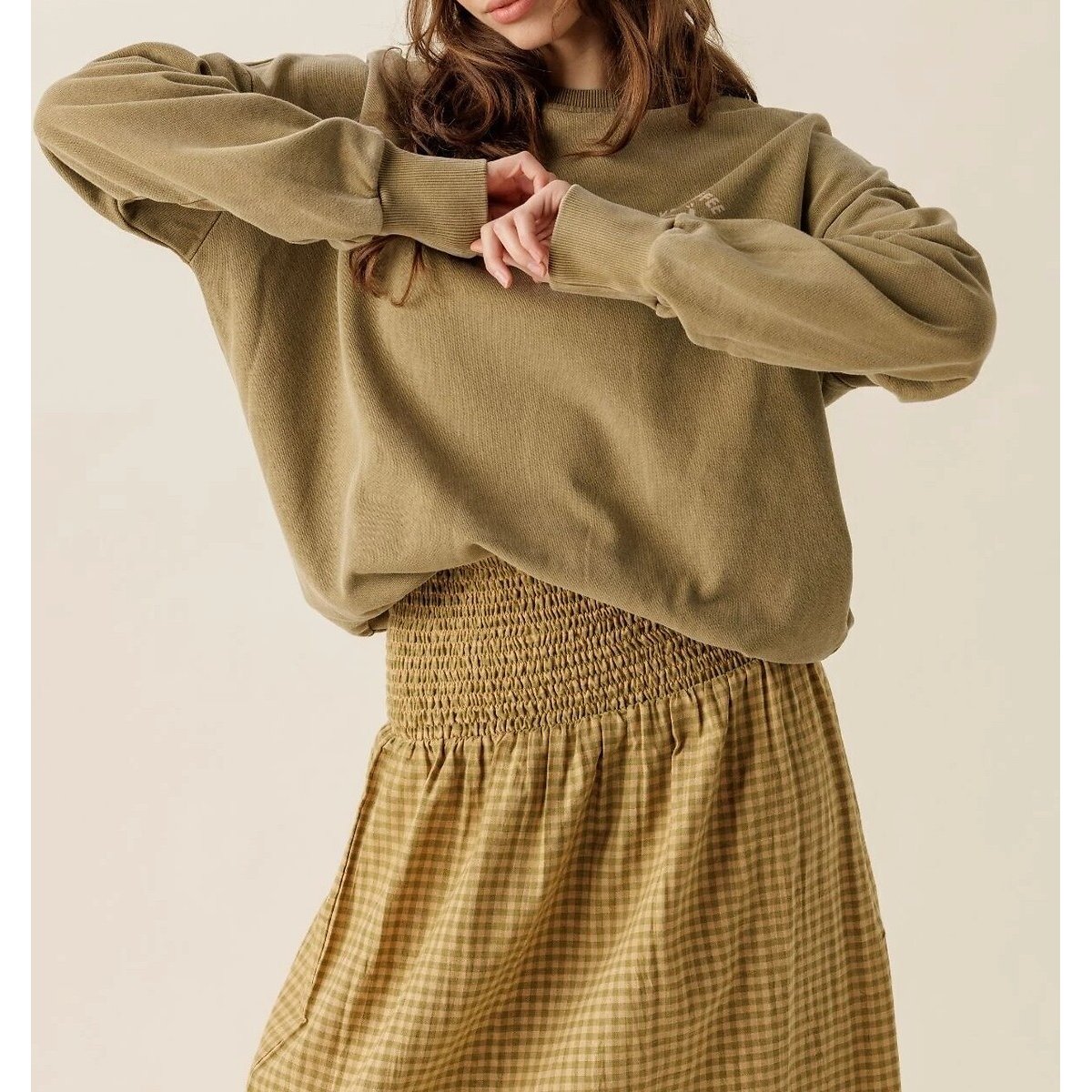 Sweat de corte amplo, RIYA caqui, APACHES COLLECTIONS