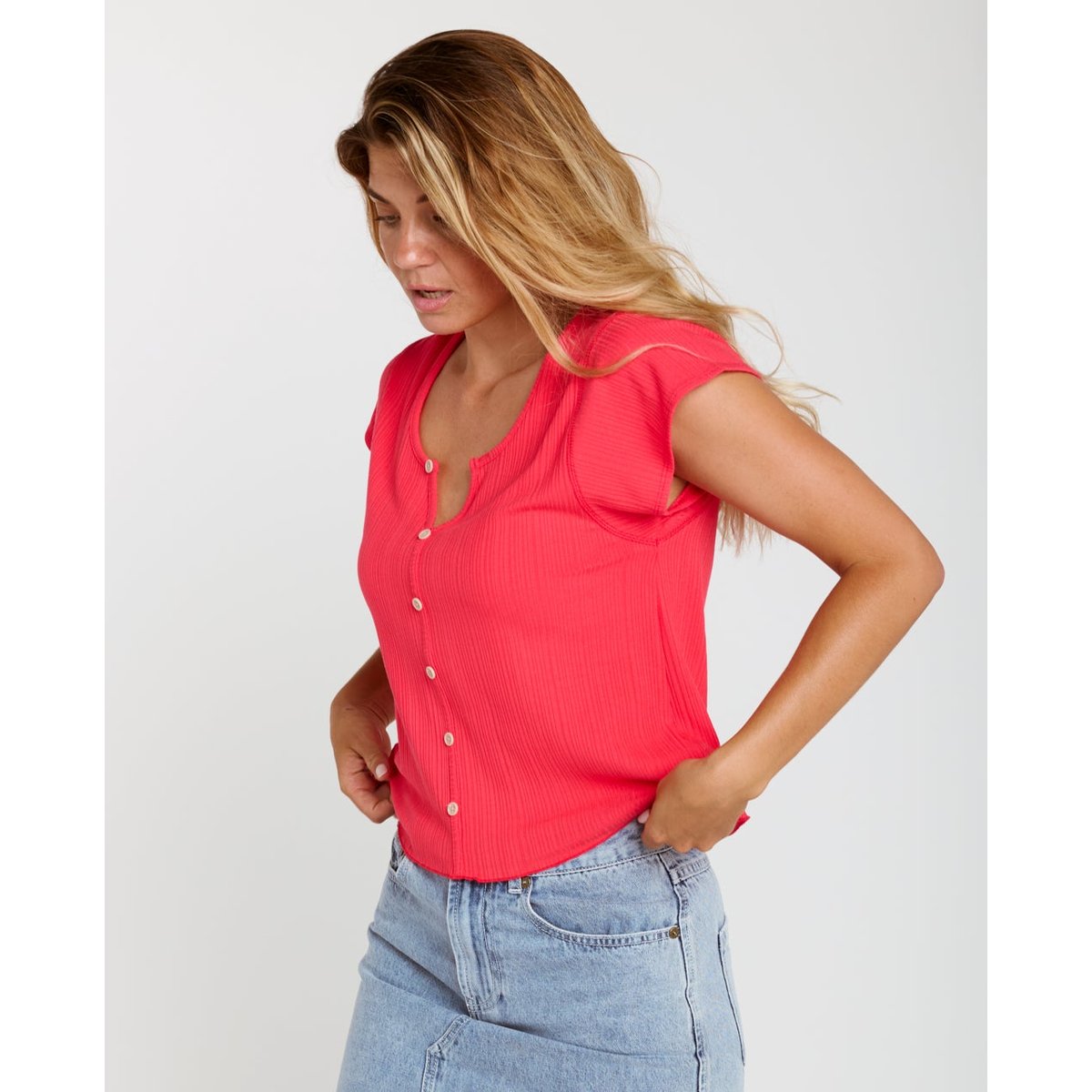 Amantea Rib Chemisier à manches courtes rouge, RIP CURL