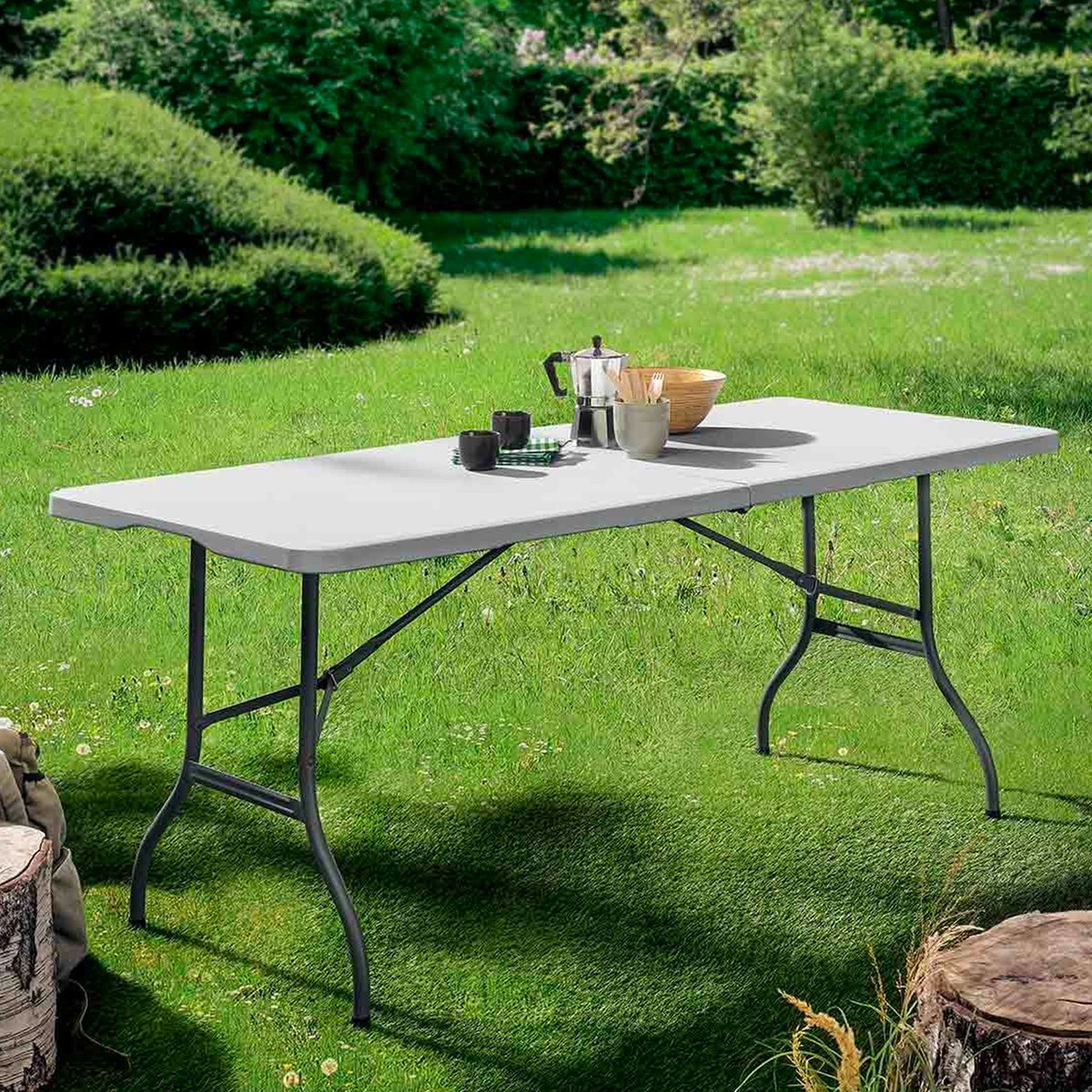 Table de réception pliable 180x69x74cm blanc, WADIGA