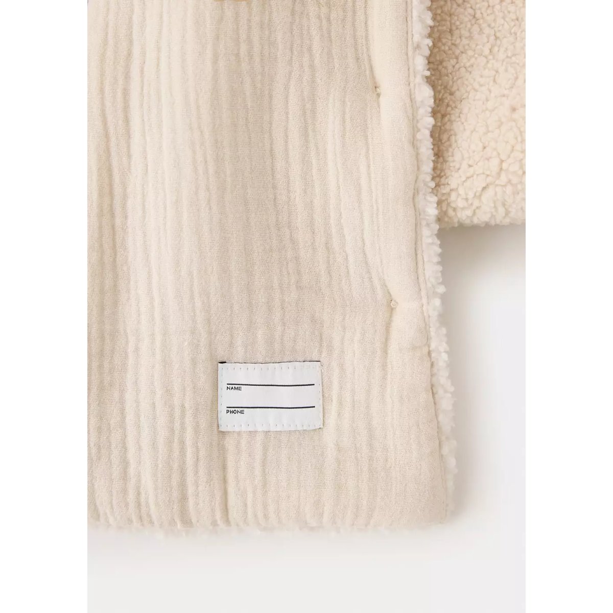 Manteau imitation mouton retourné capuche écru, MANGO BABY