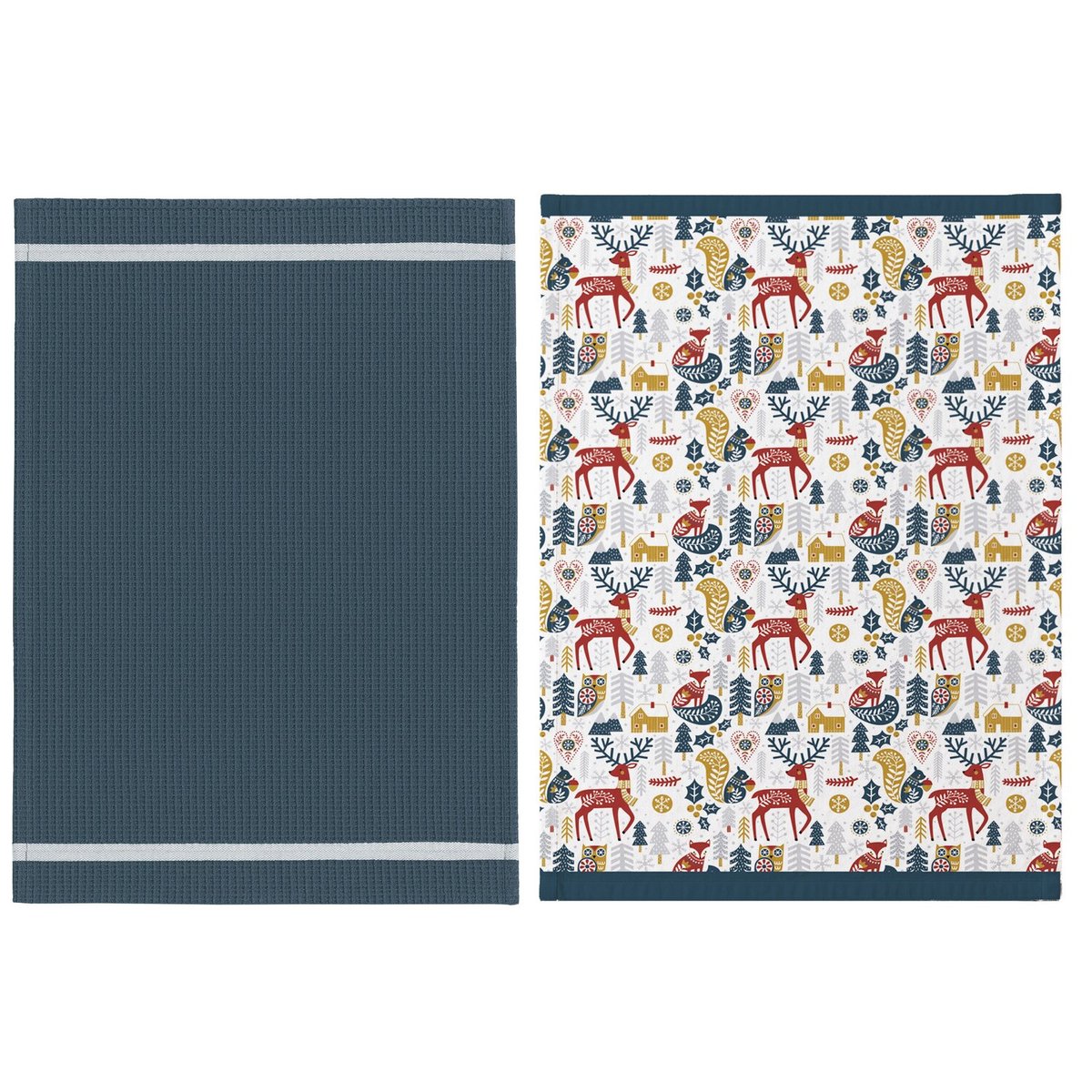 Torchons 100% coton bleu, C DESIGN HOME TEXTILE